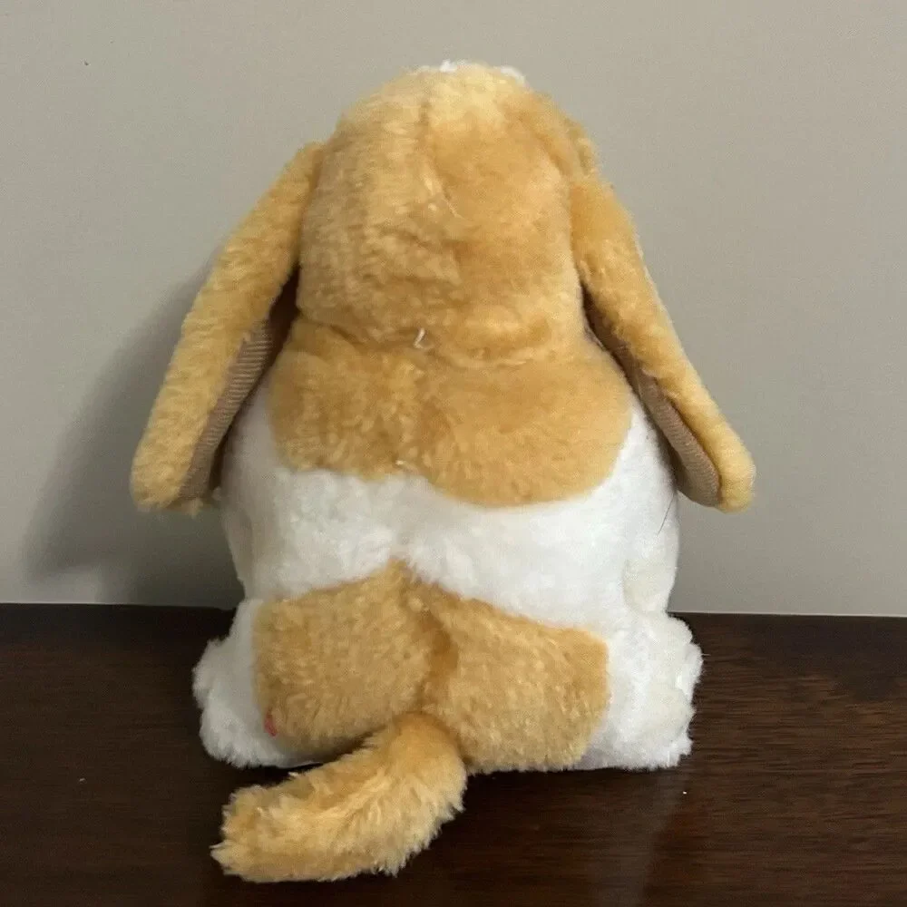 Art's Toy Dog Plush Brown White Basset Hound Red Tongue Stuffed Animal VTG 6